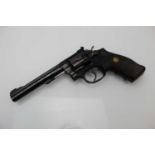Ⓕ (S5) .22 Smith & Wesson Model 17, double action revolver, 6 ins barrel with broad reeded top flat,