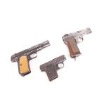 Ⓕ (S5) Three semi-automatic pistols for parts or repair: .32 Colt, no. 32802 (no mag); .25 (Acp) FN,