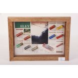 A framed and glazed Eley Game cartridge display board, 19½ ins x 14¾ ins