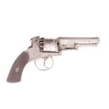 (S58) .376 Webley Bentley Type Percussion Revolver, 4¼ ins border engraved octagonal barrel