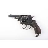 .320 Belgian double action pocket revolver, 2½ ins sighted barrel, 6 shot fluted cylinder with