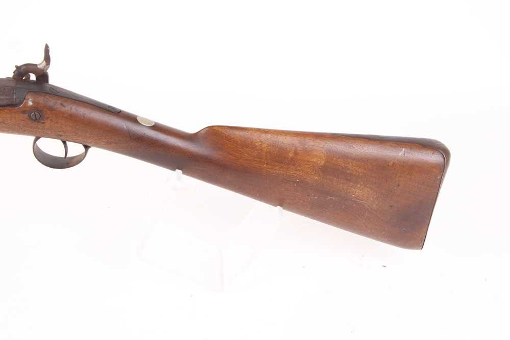 (S58) 12 bore English percussion sporting gun, 30 ins part-octagonal barrel, half stocked with - Image 5 of 6