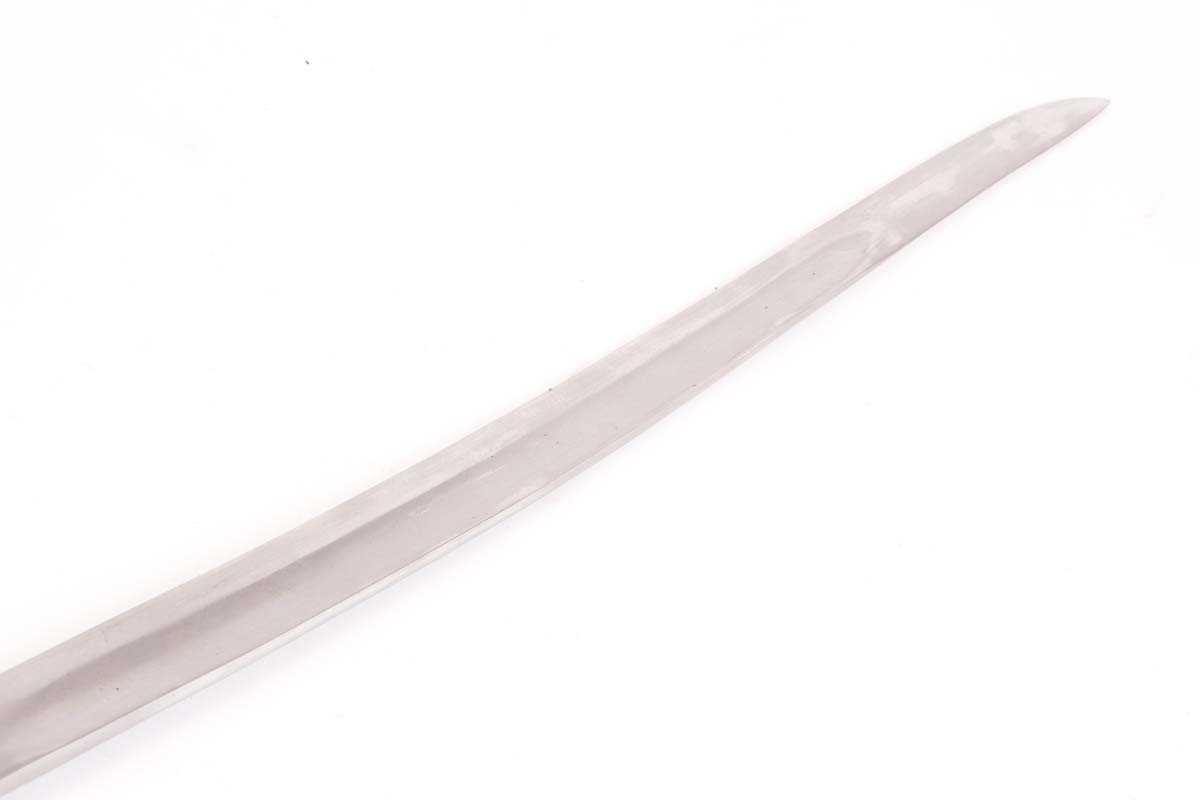 Indian Yataghan sword bayonet, 23 ins blade, in leather scabbard with frog - Image 5 of 7