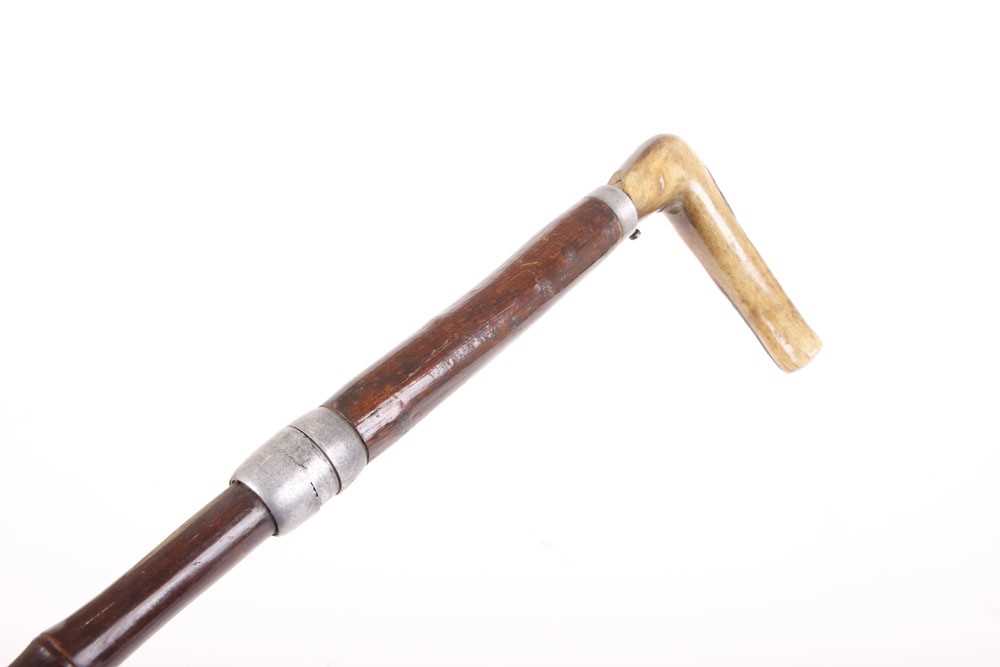 (S58) A 7mm walking stick shotgun, 22½ ins barrel with bamboo covered outer with alloy mounts, - Image 4 of 9