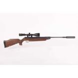.22 Weihrauch HW 80 break barrel air rifle, barrel fitted with moderator, mounted 3-9 x 40AO Sabre