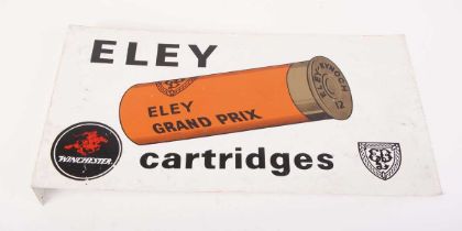 A vintage painted metal Eley Cartridges retailer sign, 22 ins x 12 ins
