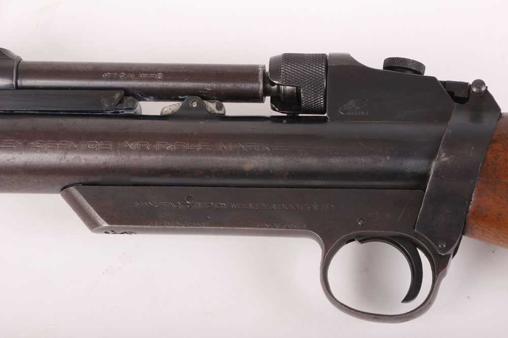 .177 Webley Service MkII air rifle, blade and notch sights, folding aperture rear sight, bolt - Image 12 of 13