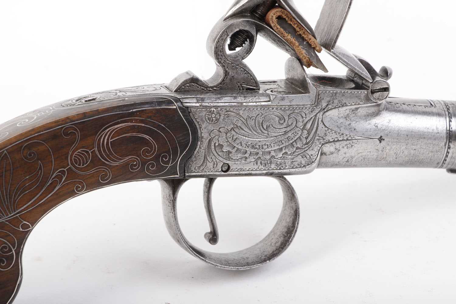 (S58) 50 bore Flintlock pocket pistol by Aston, 2 ins turn off cannon barrel, London proof marks, - Image 4 of 7