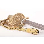 +VAT Modern British 1827 Pattern Royal Navy officer's sword, 31 ins etched blade, gilt hilt with