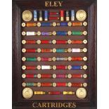 A modern framed and glazed Eley cartridge display board, 18½ ins x 23½ ins