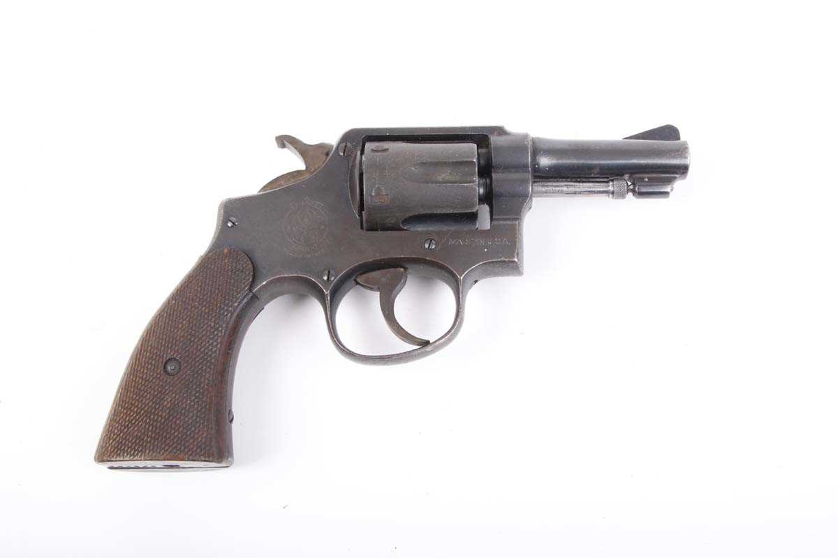 Ⓕ (S5) .38 Smith & Wesson double action 6 shot revolver, 3 ins barrel with blade sight, fluted - Image 4 of 6