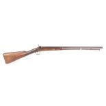 (S58) 12 bore English percussion sporting gun, 30 ins part-octagonal barrel, half stocked with