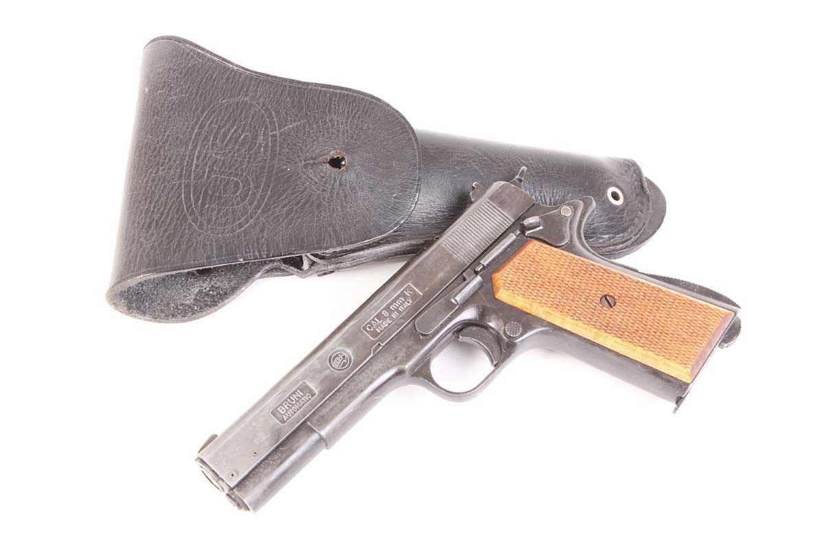 8mm (blank) Bruni Colt replica pistol, in leather holsterAppears to cock and dry fire. Cannot test - Image 3 of 3