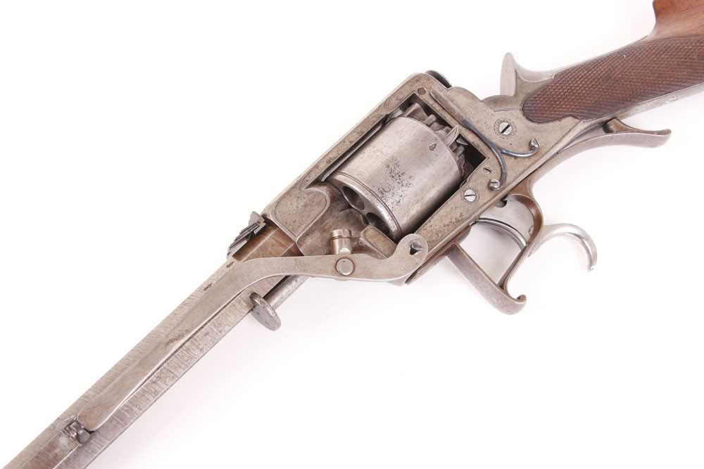 (S58) 32 bore William Tranter's Patent Double Trigger Percussion Revolving Rifle, 21 ins brown - Image 6 of 13