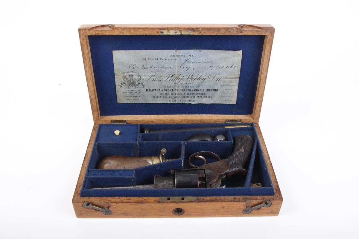 (S58) Cased .400 Webley Percussion Revolver, 4¾ ins octagonal barrel with bead foresight, Birmingham - Image 27 of 39