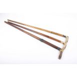 Ⓕ (S5/S2) Three .410 Dumonthier Patent walking stick shotguns, each with a cane covered outer and