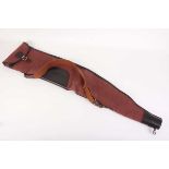 Croots canvas and leather fleece lined rifle slip, max. internal length 52 ins.