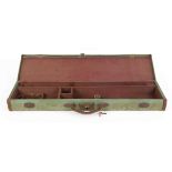 Canvas and leather gun case with baize lined fitted interior for 29 ins barrels (will take 31