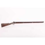 (S58) 13 bore percussion single sporting gun, 32½ ins two-stage damascus barrel, brass mounted