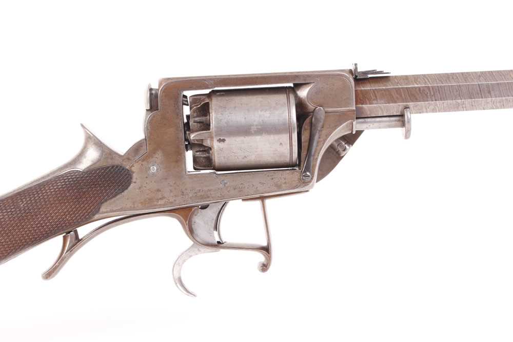 (S58) 32 bore William Tranter's Patent Double Trigger Percussion Revolving Rifle, 21 ins brown - Image 3 of 13