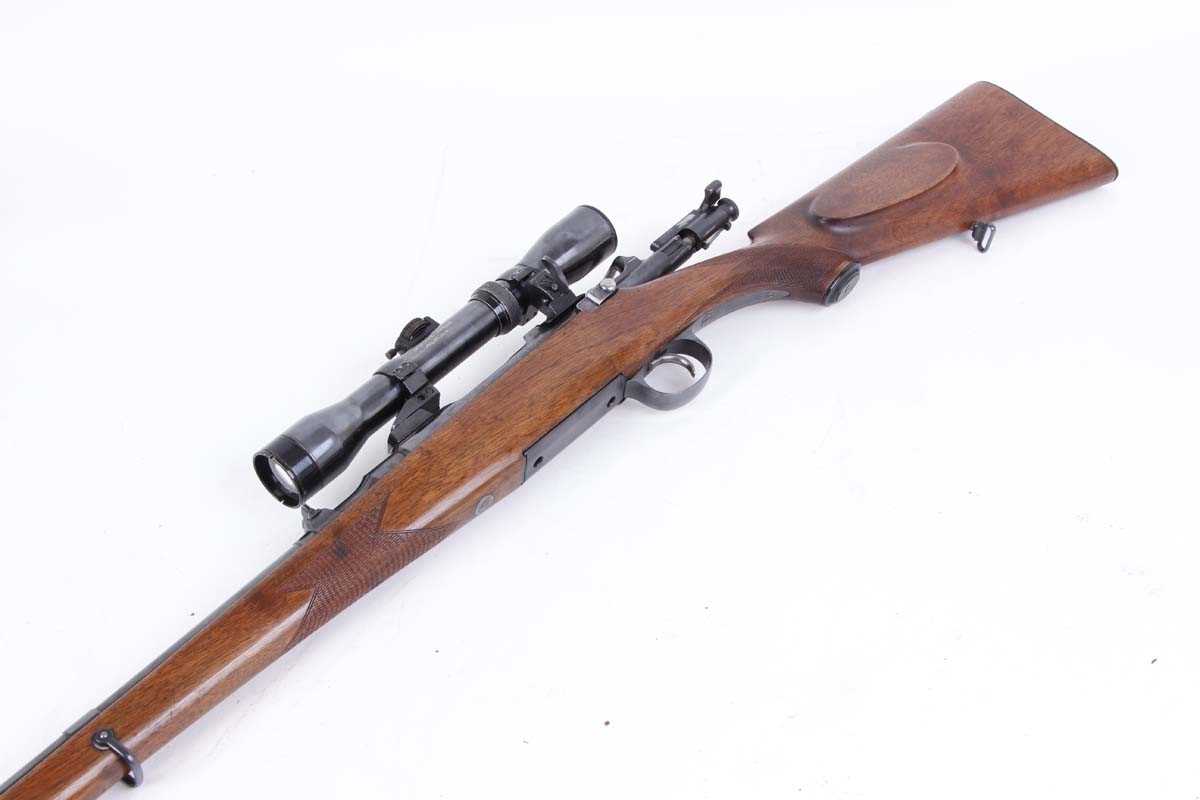 Ⓕ (S1) 6.5 x 54mm Mannlicher–Schönauer bolt action sporting rifle, 23 ins barrel with raised blade - Image 5 of 7