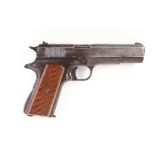 8mm (blank) Bruni Colt replica pistol, in leather holsterAppears to cock and dry fire. Cannot test
