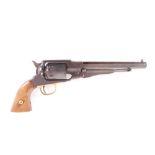 .44 Hilton Gun Co. Remington percussion revolver, 7 ins barrel, black frame, brass trigger guard,