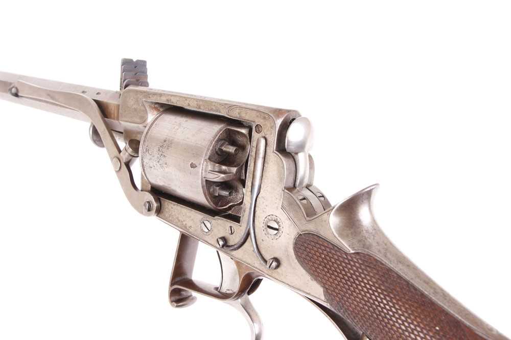 (S58) 32 bore William Tranter's Patent Double Trigger Percussion Revolving Rifle, 21 ins brown - Image 11 of 13