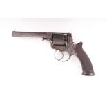 (S58) Cased .320 Adams Patent Percussion Closed Frame Revolver, 4½ ins octagonal border and scroll