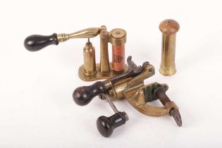 Brass bench roll turn over machine, brass table top capper decapper and brass wad rammer