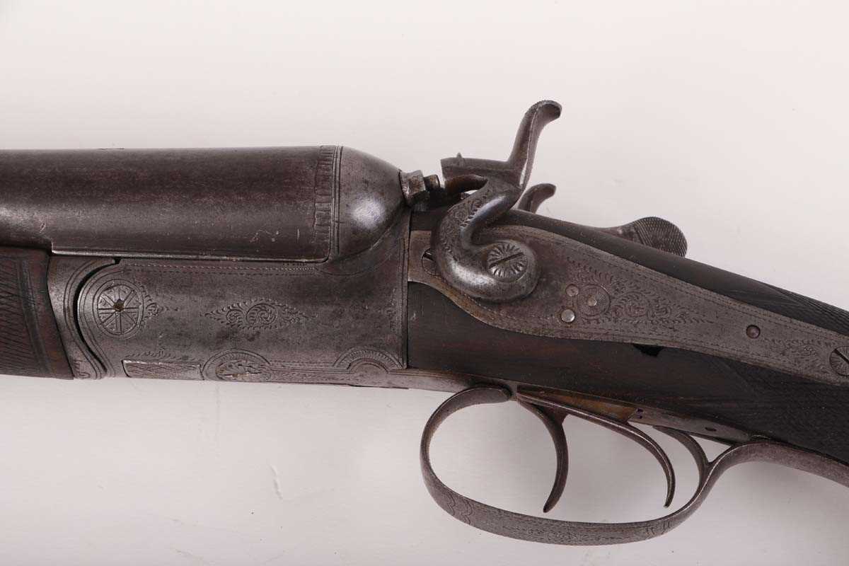 Ⓕ (S2) 12 bore double hammer gun by W & J Davis (Birmingham), 30¼ ins barrels, ¼ & ½, engine - Image 6 of 6