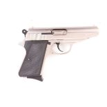 Ⓕ (S5) .22 Walther ME 9 Para-22D semi-automatic air-cartridge pistol, nickel finish, 10 shot