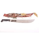 La Marca Corneta El Salvador machete, 15¾ ins blade, in decorative leather sheath