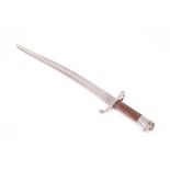 Indian Yataghan sword bayonet, 23 ins blade, in leather scabbard with frog