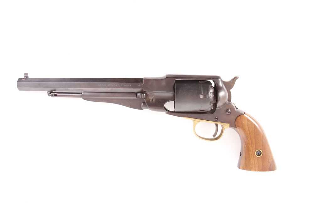 .44 Hilton Gun Co. Remington percussion revolver, 7 ins barrel, black frame, brass trigger guard, - Image 2 of 5