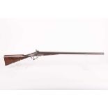 (S58) 12 bore pinfire double sporting gun by E. Whistler, 30 ins browned damascus twist barrels, the