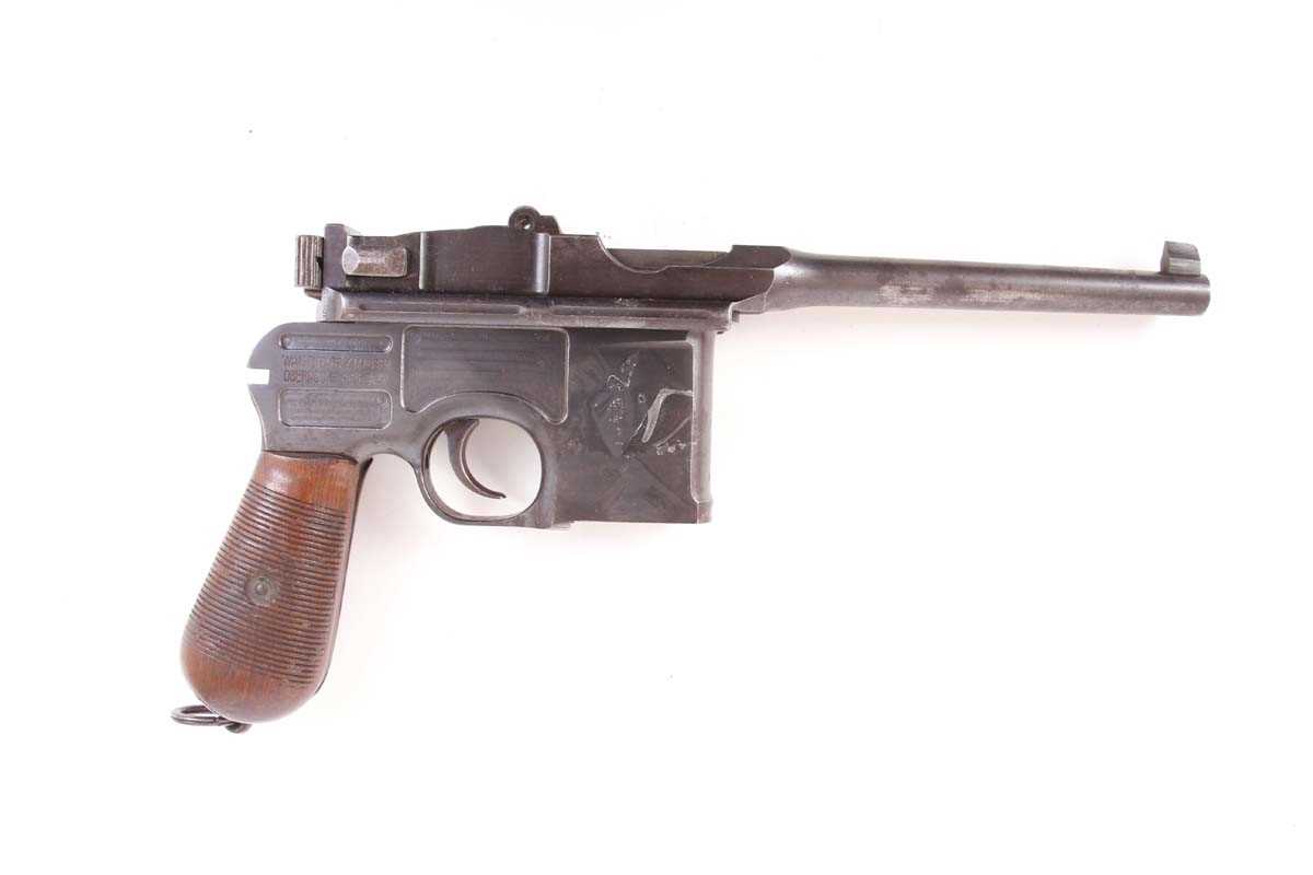 Ⓕ (S5) The parts of a 7.65mm 'Broomhandle' Mauser semi-automatic pistol, no. 236215