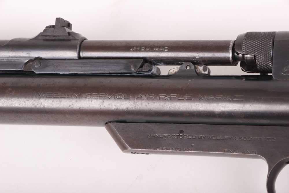 .177 Webley Service MkII air rifle, blade and notch sights, folding aperture rear sight, bolt - Image 13 of 13