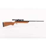 .22 BSA Meteor break barrel air rifle, mounted 4x20 scope, pistol grip stock with recoil pad, no.