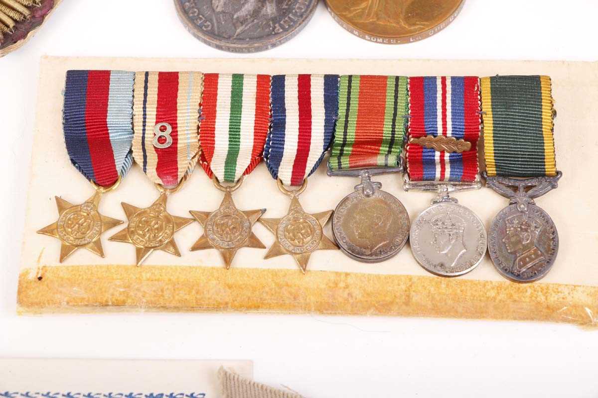 A First World War set of 1914-1918 War and Defence medals with ribbon bar; a Miniature Medal bar - Image 11 of 24