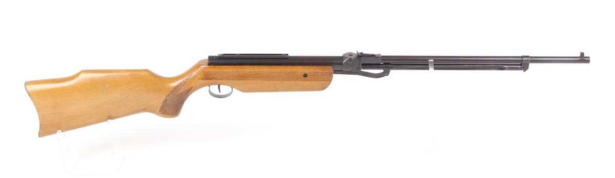 .22 Relum Tornado under lever air rifle, open sights, tap loading, scope rail, Monte Carlo stock,