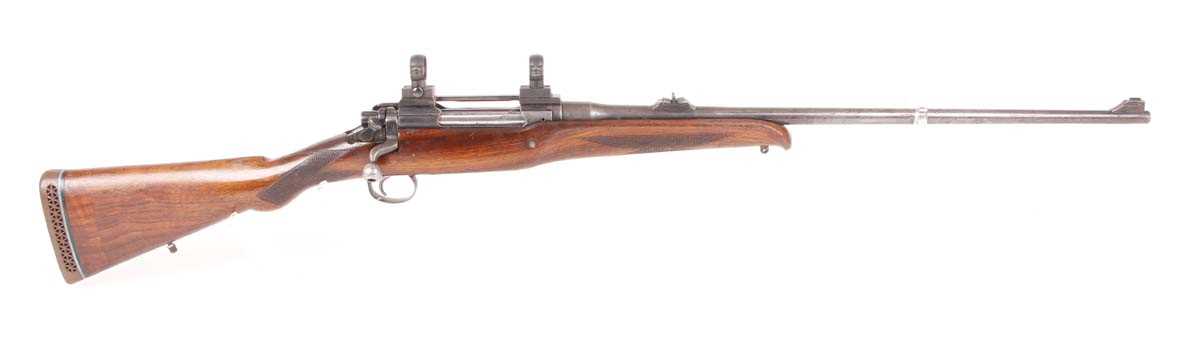 Ⓕ (S1) .30-06 Cogswell & Harrison bolt action stalking rifle, 26 ins barrel with raised blade and