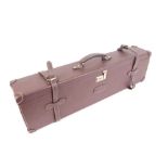 Leather double motor case by Guardian, maroon baize lined interior for 28 ins over and under