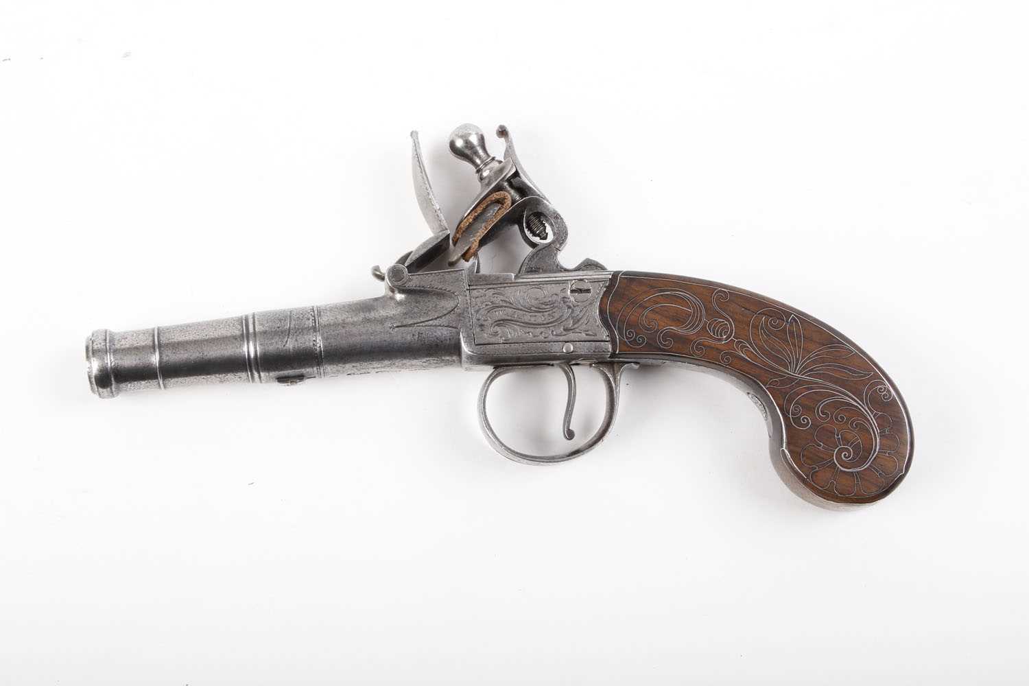 (S58) 50 bore Flintlock pocket pistol by Aston, 2 ins turn off cannon barrel, London proof marks, - Image 7 of 7