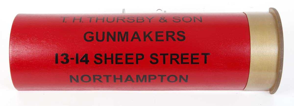 A good quality reproduction cartridge sign for T. H. Thursby & Son (Gunmakers) Northampton, length