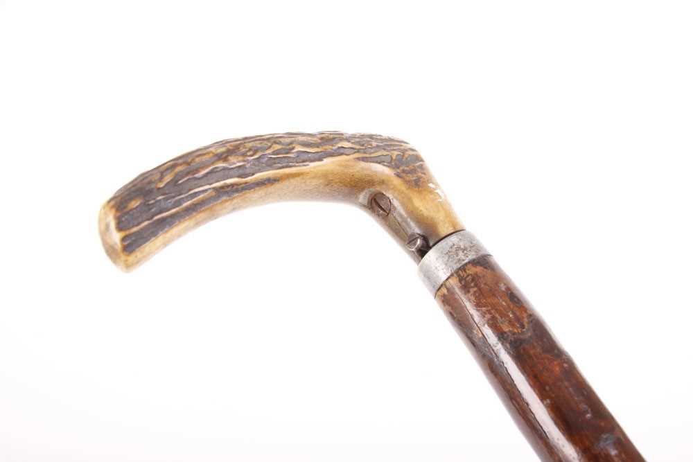 (S58) A 7mm walking stick shotgun, 22½ ins barrel with bamboo covered outer with alloy mounts, - Image 3 of 9