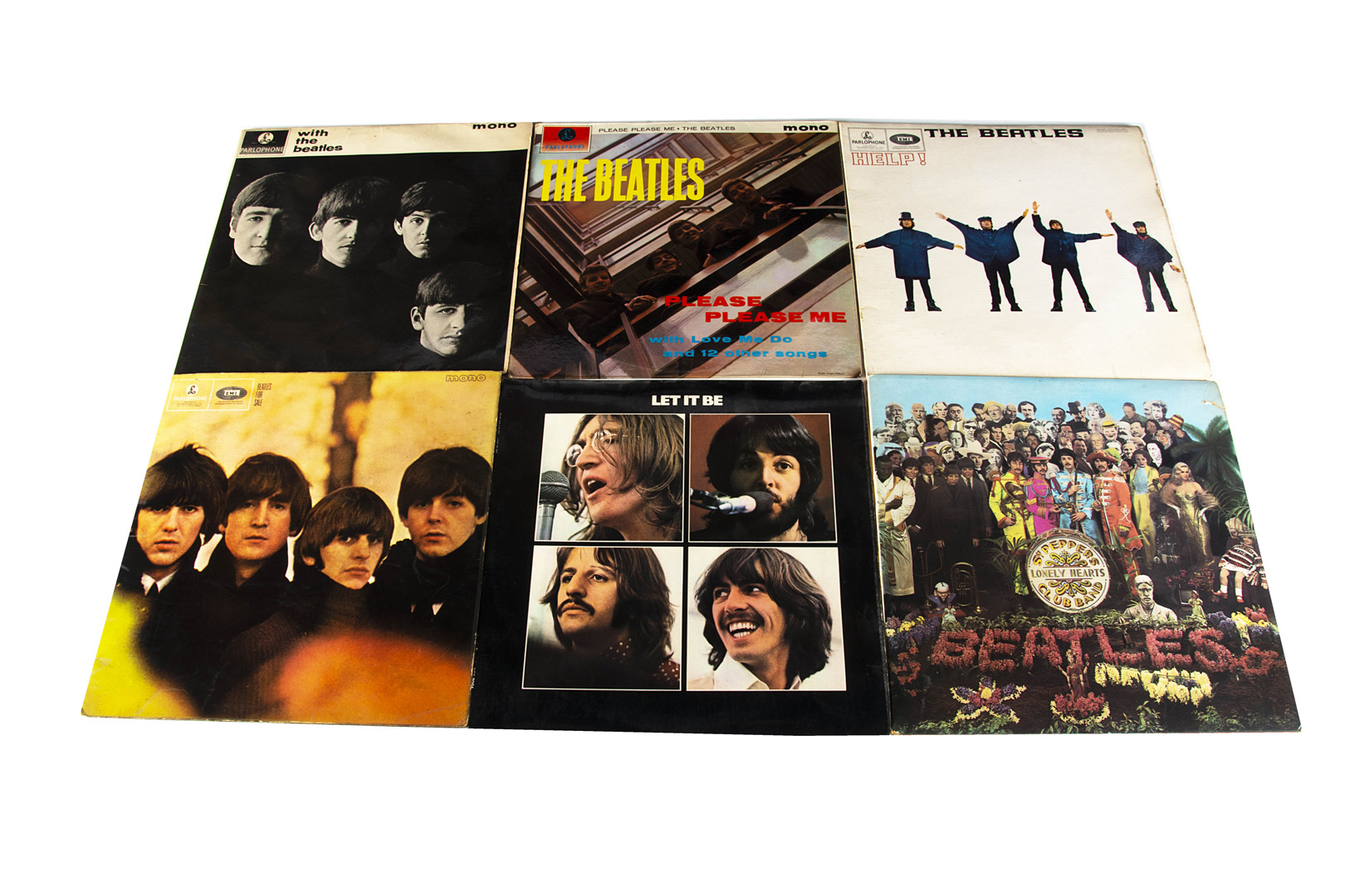 The Beatles LPs, eight Beatles albums comprising Please Please Me, With The Beatles, Beatles For