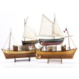 Two kit/scratchbuilt French Fishing Steam boats and two sailing boats, both steam boats No 4331,
