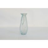 A Pallme Konig frosted glass vase, having thick turquoise drip overlay decoration with flared rim