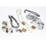 A string of graduated garnet pebble jewellery, together with various quartz, labradorite and other